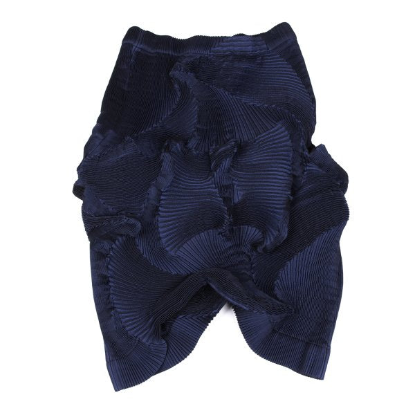 ISSEY MIYAKE 3D Pleated Asymmetrical Skirt Blue Size 2