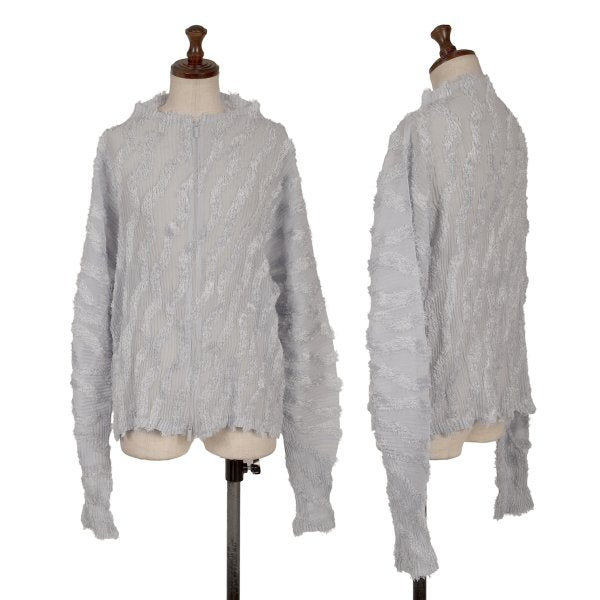 ISSEY MIYAKE Sheer Pleated Zip Jacket Blue Grey Size 2