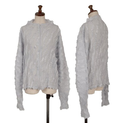 ISSEY MIYAKE Sheer Pleated Zip Jacket Blue Grey Size 2