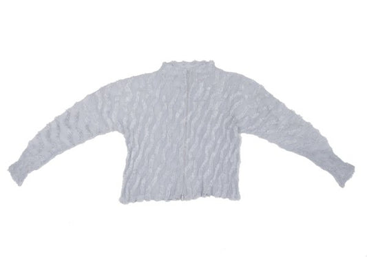ISSEY MIYAKE Sheer Pleated Zip Jacket Blue Grey Size 2