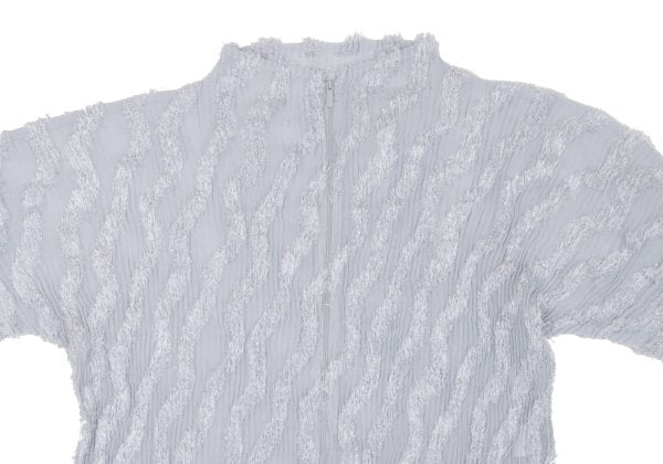 ISSEY MIYAKE Sheer Pleated Zip Jacket Blue Grey Size 2