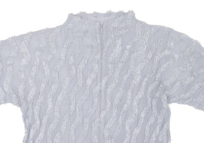 ISSEY MIYAKE Sheer Pleated Zip Jacket Blue Grey Size 2