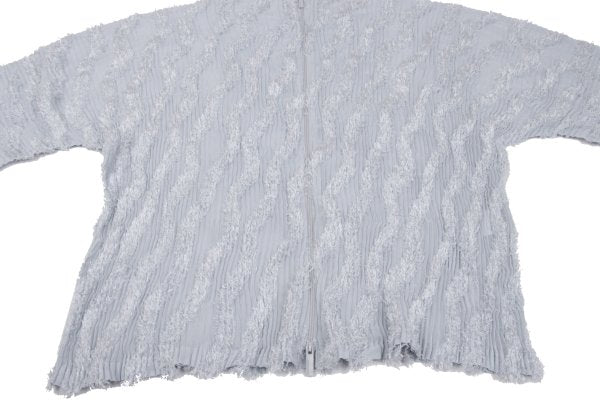 ISSEY MIYAKE Sheer Pleated Zip Jacket Blue Grey Size 2