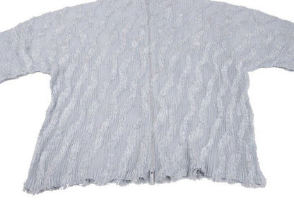 ISSEY MIYAKE Sheer Pleated Zip Jacket Blue Grey Size 2