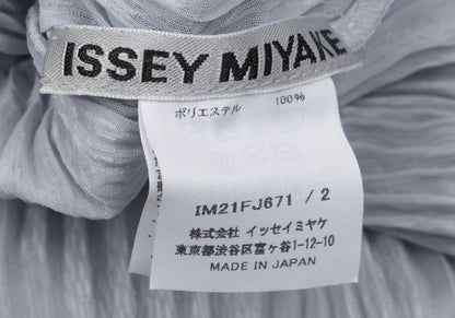 ISSEY MIYAKE Sheer Pleated Zip Jacket Blue Grey Size 2