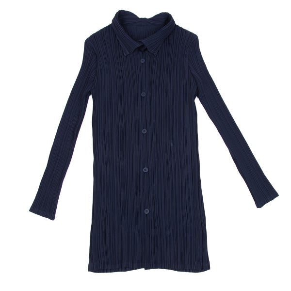 ISSEY MIYAKE Open Collar Pleated Jacket Blue Size 2