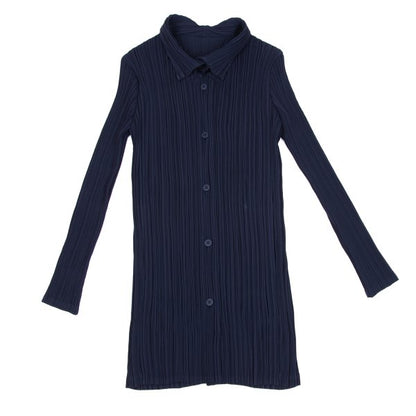 ISSEY MIYAKE Open Collar Pleated Jacket Blue Size 2