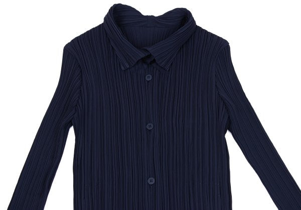 ISSEY MIYAKE Open Collar Pleated Jacket Blue Size 2