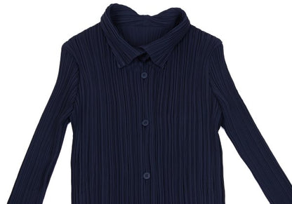 ISSEY MIYAKE Open Collar Pleated Jacket Blue Size 2