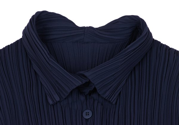 ISSEY MIYAKE Open Collar Pleated Jacket Blue Size 2