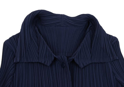 ISSEY MIYAKE Open Collar Pleated Jacket Blue Size 2