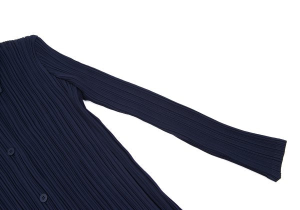 ISSEY MIYAKE Open Collar Pleated Jacket Blue Size 2