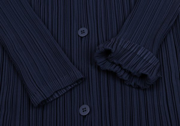 ISSEY MIYAKE Open Collar Pleated Jacket Blue Size 2