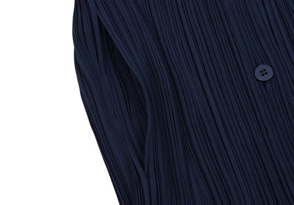 ISSEY MIYAKE Open Collar Pleated Jacket Blue Size 2