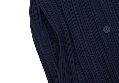 ISSEY MIYAKE Open Collar Pleated Jacket Blue Size 2