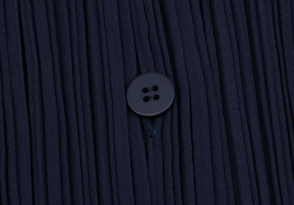 ISSEY MIYAKE Open Collar Pleated Jacket Blue Size 2