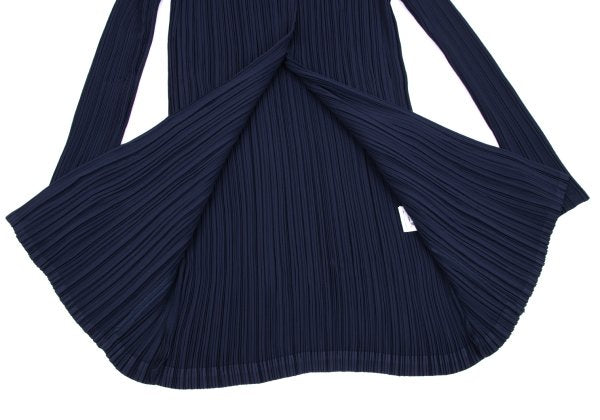 ISSEY MIYAKE Open Collar Pleated Jacket Blue Size 2