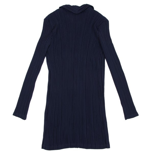 ISSEY MIYAKE Open Collar Pleated Jacket Blue Size 2