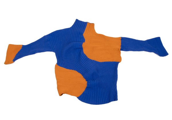 ISSEY MIYAKE 22AW Bicolor Wave Rib Sweater Orange Size 2