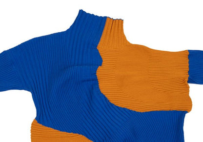 ISSEY MIYAKE 22AW Bicolor Wave Rib Sweater Orange Size 2