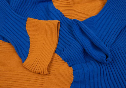ISSEY MIYAKE 22AW Bicolor Wave Rib Sweater Orange Size 2