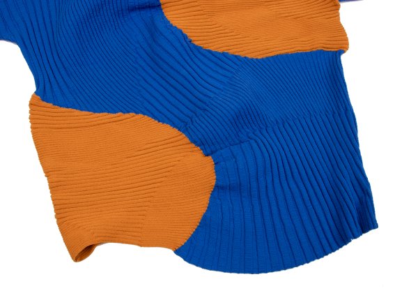 ISSEY MIYAKE 22AW Bicolor Wave Rib Sweater Orange Size 2