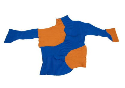 ISSEY MIYAKE 22AW Bicolor Wave Rib Sweater Orange Size 2