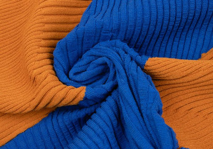 ISSEY MIYAKE 22AW Bicolor Wave Rib Sweater Orange Size 2