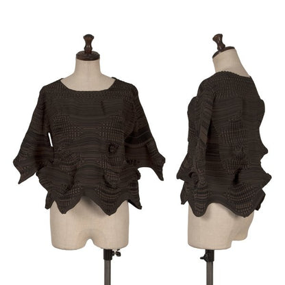 ISSEY MIYAKE 23SS Geometric Wave Short Sweater Black Size 2