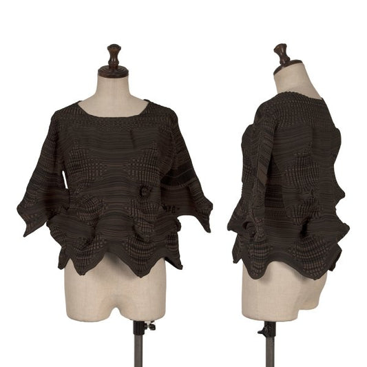 ISSEY MIYAKE 23SS Geometric Wave Short Sweater Black Size 2