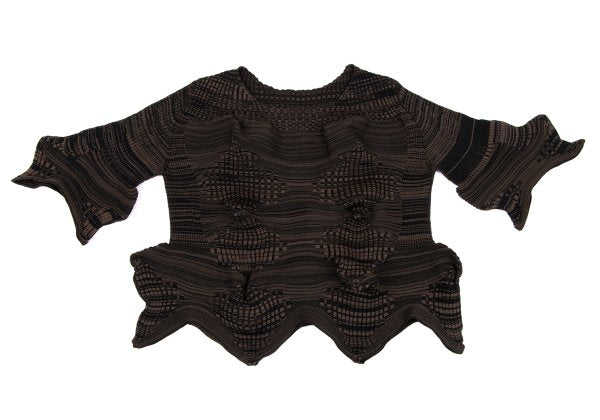 ISSEY MIYAKE 23SS Geometric Wave Short Sweater Black Size 2