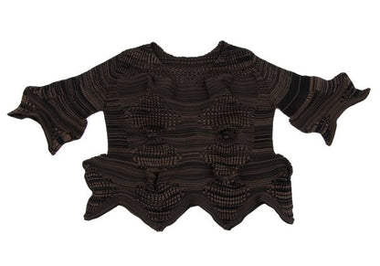 ISSEY MIYAKE 23SS Geometric Wave Short Sweater Black Size 2