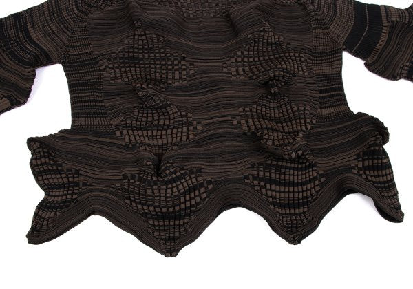 ISSEY MIYAKE 23SS Geometric Wave Short Sweater Black Size 2