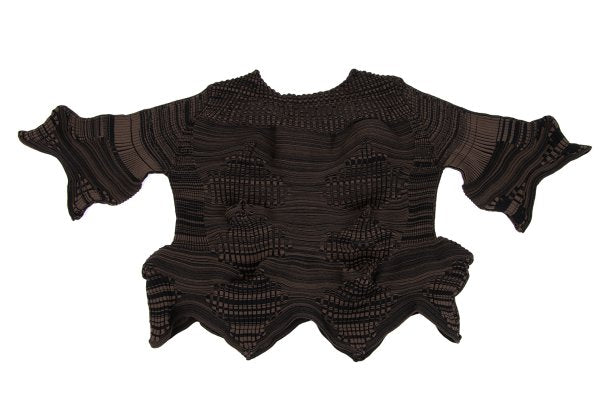 ISSEY MIYAKE 23SS Geometric Wave Short Sweater Black Size 2