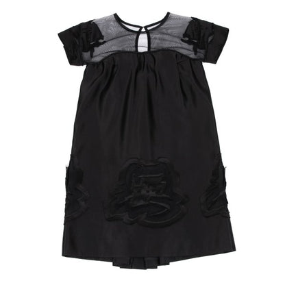 VIVIENNETAM Mesh Panel Letter Tunic Black Blouse