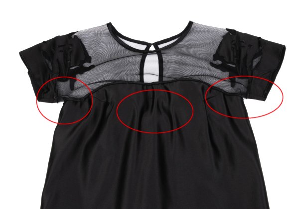 VIVIENNETAM Mesh Panel Letter Tunic Black Blouse