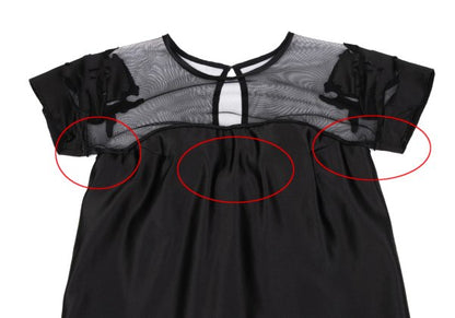 VIVIENNETAM Mesh Panel Letter Tunic Black Blouse
