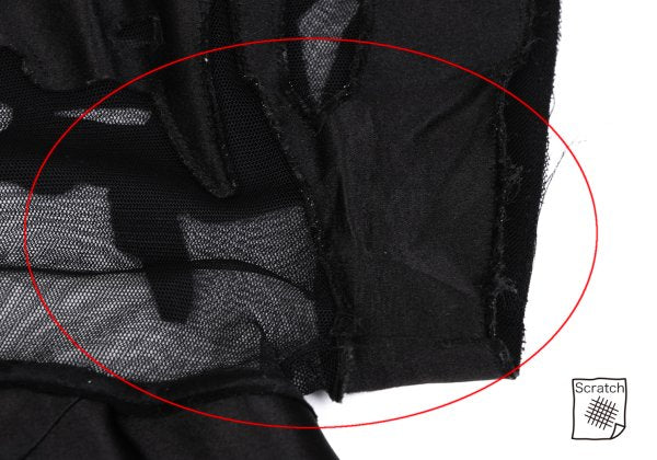 VIVIENNETAM Mesh Panel Letter Tunic Black Blouse