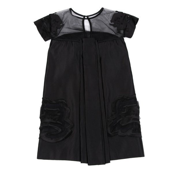 VIVIENNETAM Mesh Panel Letter Tunic Black Blouse