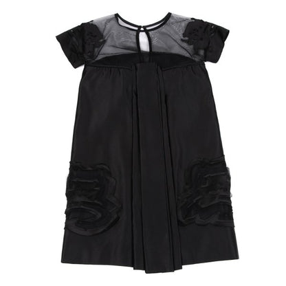 VIVIENNETAM Mesh Panel Letter Tunic Black Blouse