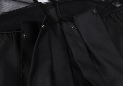 VIVIENNETAM Mesh Panel Letter Tunic Black Blouse