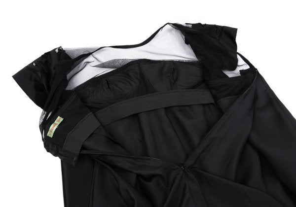 VIVIENNETAM Mesh Panel Letter Tunic Black Blouse