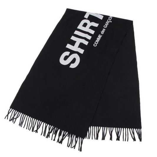 COMME des GARCONS SHIRT 2020 Logo Print Wool Scarf Black