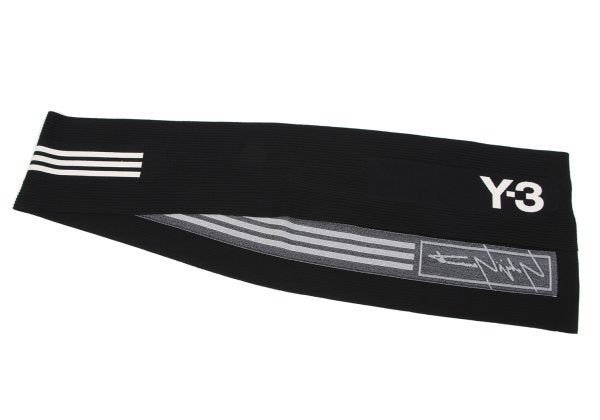 Y-3 Logo Three-Line Knit Scarf Black/White