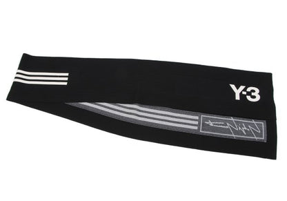 Y-3 Logo Three-Line Knit Scarf Black/White