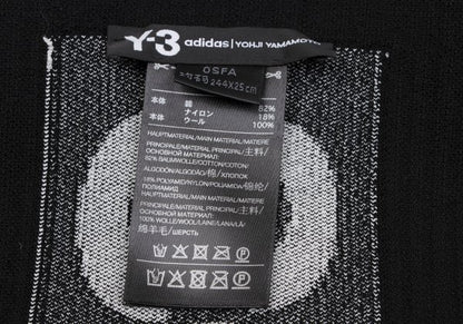 Y-3 Logo Three-Line Knit Scarf Black/White