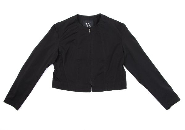 Y's Poly Collarless Cropped Zip Jacket Black Size M