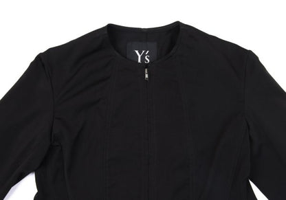 Y's Poly Collarless Cropped Zip Jacket Black Size M