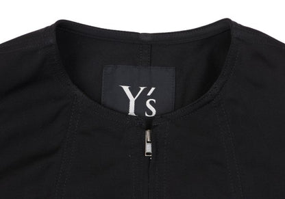 Y's Poly Collarless Cropped Zip Jacket Black Size M