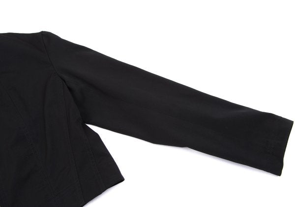 Y's Poly Collarless Cropped Zip Jacket Black Size M